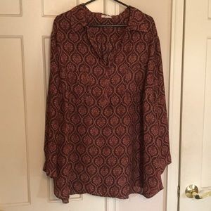 Patterned button down collared blouse